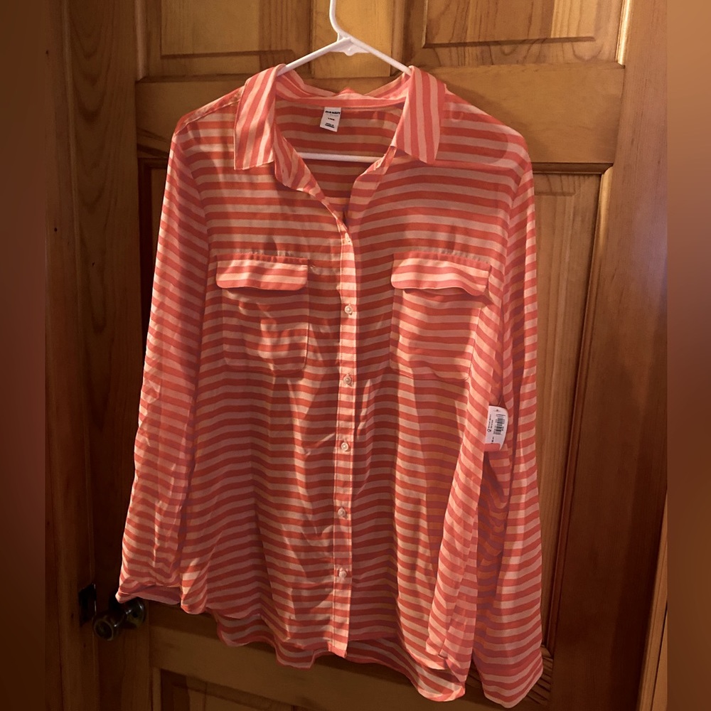 NWT striped button up lightweight shirt